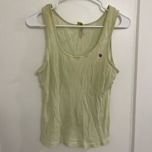 HUE Ladybug Coconut Girl Light Lime Ribbed Scoop Neck Tank